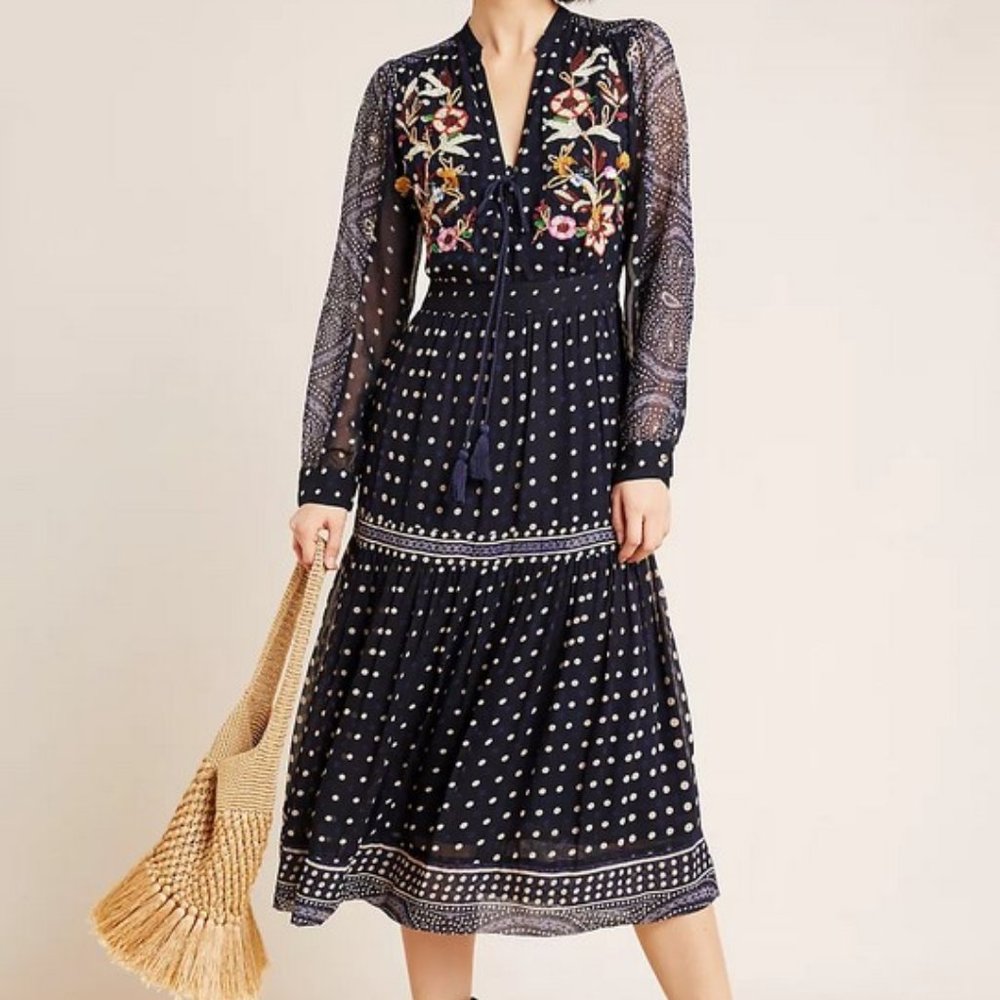 Maeve Cassidy Embroidered Midi Dress